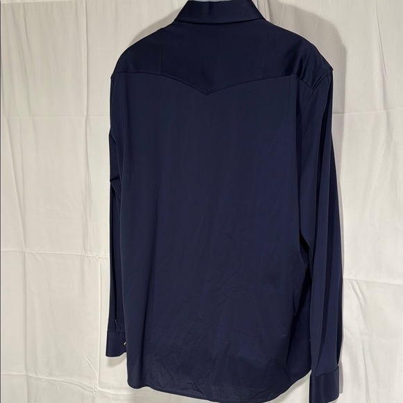 Bugatchi 8-Way Stretch Pearl Snap Shirt Navy XXL - Picture 6 of 11